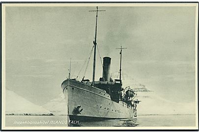 Inspektionsskibet Islands Falk. Stenders Marinepostkort serie 1, no. 85. 