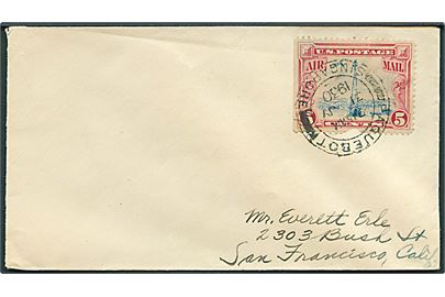 5 cents Luftpost på brev annulleret med skibsstempel Paquebot Singapore d. 31.7.1930 til San Francisco, USA.