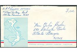 Ufrankeret illustreret Free mail brev fra soldat ved USA Depot Da Nang, Vietnam APO San Francisco 96349 til Atlanda, USA.