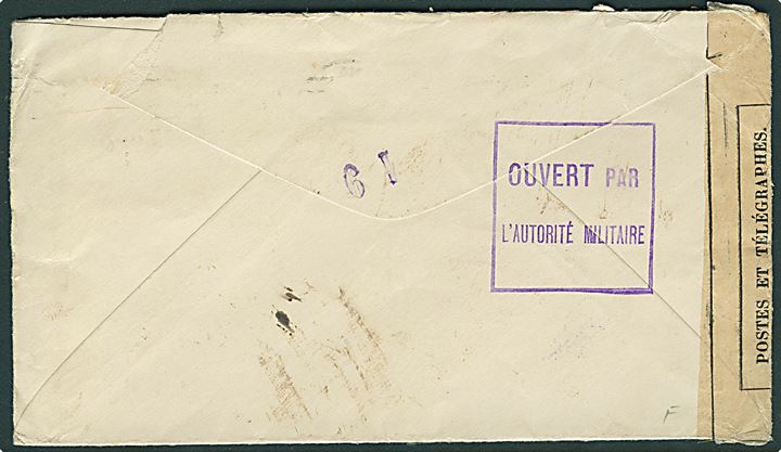 1 c. og 2 c. (par) Landkort på brev fra Havana d. 15.9.1915 til Paris, Frankrig. Åbnet af fransk censur i Dieppe.