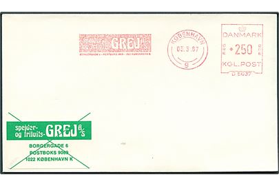 250 øre firmafranko Spejder og fritids-GREJ A/S/København (D5037) d. 3.3.1897 på uadresseret kuvert.