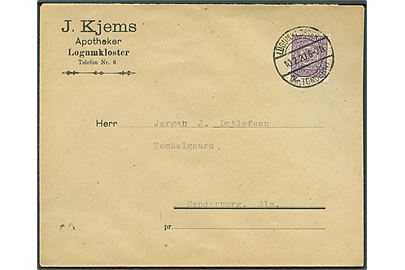 40 pfg. Fælles udg. på brev annulleret Lögumkloster (Kr. Tondern) d. 10.2.1920 til Sønderborg.