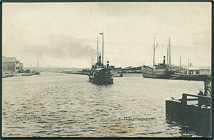 Kolding, havneparti med dampskibet Freia. A.C.Illum no. 1754.