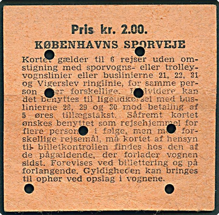 Københavns Sporveje 2 kr. Rabatkort fra 1952. 