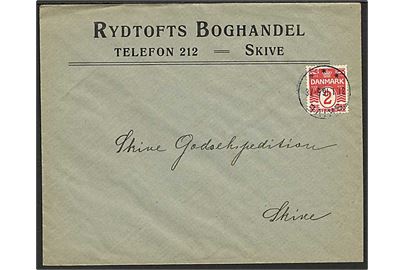 2 øre Bølgelinie single på lokal tryksag i Skive d. 31.1.1916.