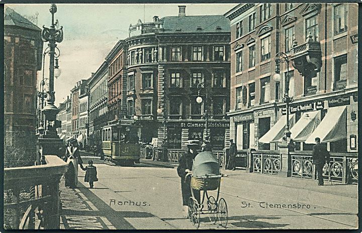 St. Clemensbro med sporvogn no 17, Aarhus. Stenders no. 5682. 