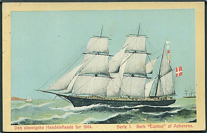 Den slesvigske Handelsflaade før 1864. Serie I. Bark Canton af Aabenraa. Carl C. Biehl no. 1623. 