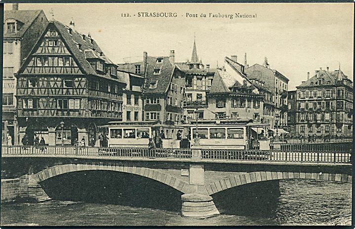 Strasbourg. Point du Faubourg National, Frankrig. Sporvogn no. 90 & 124 ses. Cartes La Cigigne no. 122. 