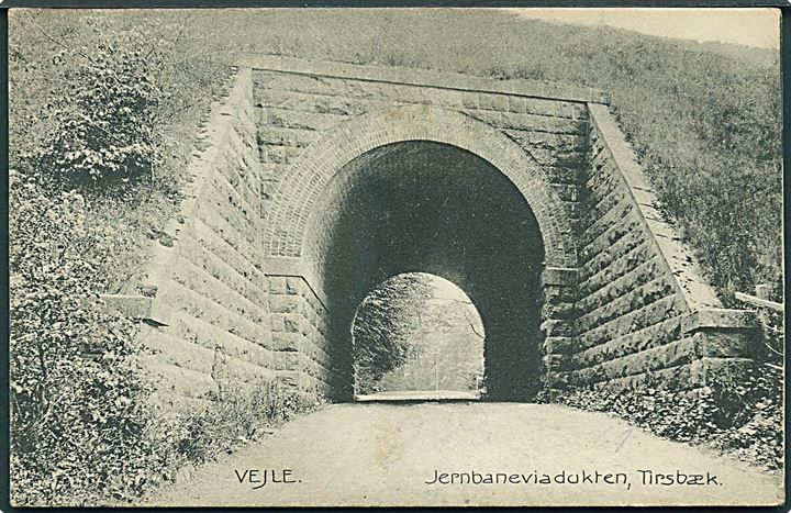 Jernbaneviadukten i Tirsbæk, Vejle. H. B. no. 10291. (Afrevet mærke). 
