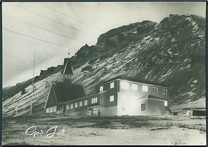 Svalbard Kirke. God Jul. Nødtved, Longyearbyen no. 12. Fotokort. 