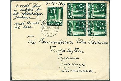 6 pfg. Danzig ist Deutsch (5) på brev fra Hamburg d. 27.11.1939 til Troense, Danmark. Åbnet af tysk censur.