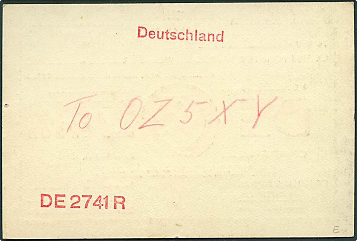 Tysk QSL-kort med hagekors fra radioamatør DE2741-R i Habnith d. 25.12.1935.