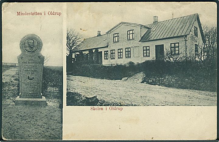 Mindestøtten og Skolen i Oldrup. J. J. N. no. 1962. 