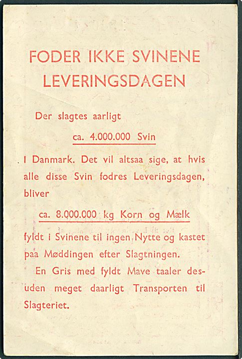 Landbrugsministeriets Svinereguleringsudvalg. Axelborg - København. Januar - Regulering. No. 1 134914. Reklamekort. Uden adresselinier. 