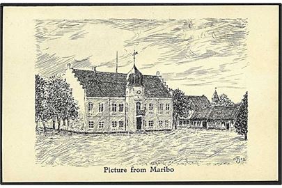 Rådhuset i Maribo på julehilsen fra Maribo Rotary Klub. U/no. 