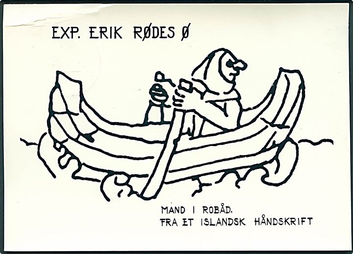 50 øre Fr. IX på brevkort Exp. Erik Rødes Ø stemplet Angmagssalik d. 18.7.1968 til Stockholm, Sverige.