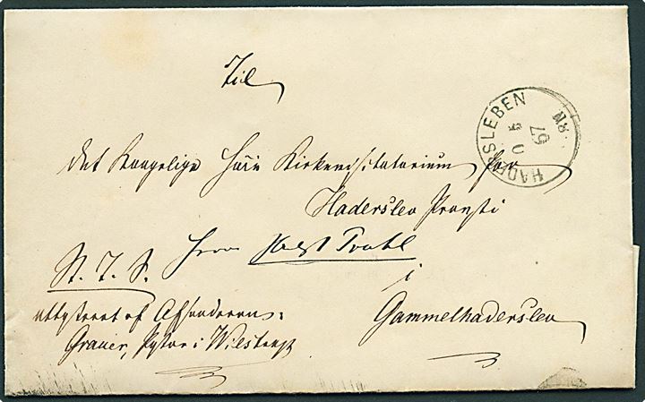 1867. Tjenestebrev fra Wilstrup stemplet Hadersleben d. 10.5.1867 til Gammel Haderslev.