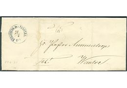 1851. Ufrankeret tjenestebrev mærket K.T. med 1½ ringsstempel Nykjöbing paa Falster. d. 29.6.1851 (delvis håndskrevet dato) til Waalse.