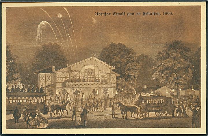 Udenfor Tivoli paa en festaften 1868. Stenders no. 34417. 