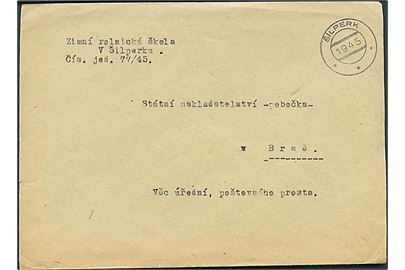 Ufrankeret brev med provisorisk stempel Silperk 1945 til Brno.