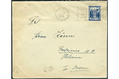 35 s. single på brev fra Riga d. 24.10.1938 til Helsinki, Finland.