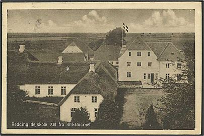 Rødding Højskole set fra kirketaarnet. Stenders no. 55180.