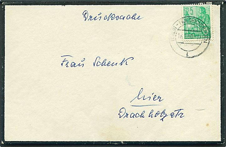 5 pfg. Arbejder single på sørgekuvert sendt som lokal tryksag i Berlin d. 16.1.1960.