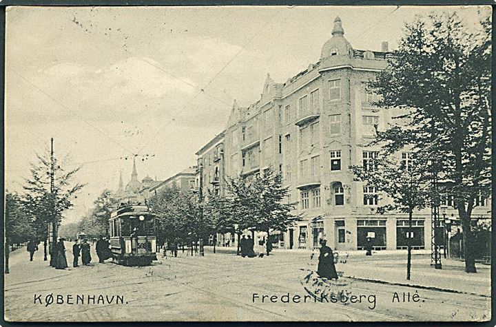 København, Frederiksberg Allé med sporvogn linie 1 no. 508. Stenders no. 10793.