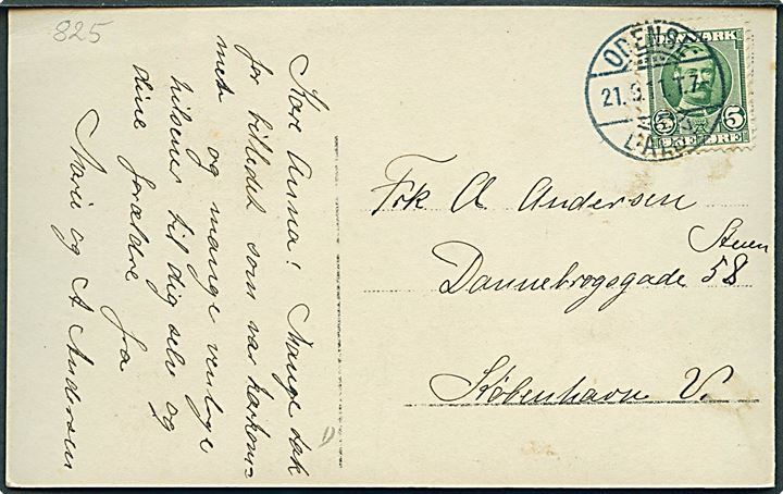 5 øre Fr. VIII på brevkort annulleret med bureaustempel Odense - Dalby T.7 d. 21.9.1911 til København.