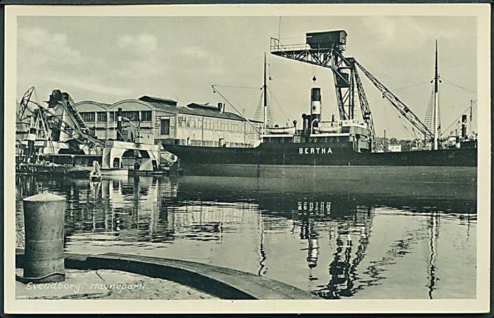 Havneparti med Dampskibet Bertha, Svendborg. Stenders, Svendborg no. 1011. 