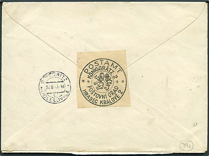 Böhmen-Mähren. Komplet sæt Winterhilfswerk i parstykke på anbefalet brev fra Königsgrätz d. 21.4.1943 til Polesovise.