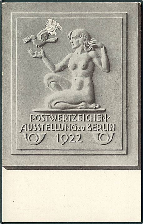 Postwertzeichen Ausstellung Zu Berlin 1922. U/no. 3 mk. privat illustreret helsagsbrevkort.
