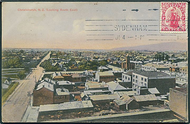 Christchurch, N. Z. (Looking South East). Gold Medal Series no. 32. Fergusson Limited. 