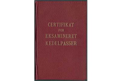 Certifikat for eksamineret Kedelpasser. Udstedt af Direktoratet for Arbejds- og Fabrikstilsynet d. 20.2.1931.