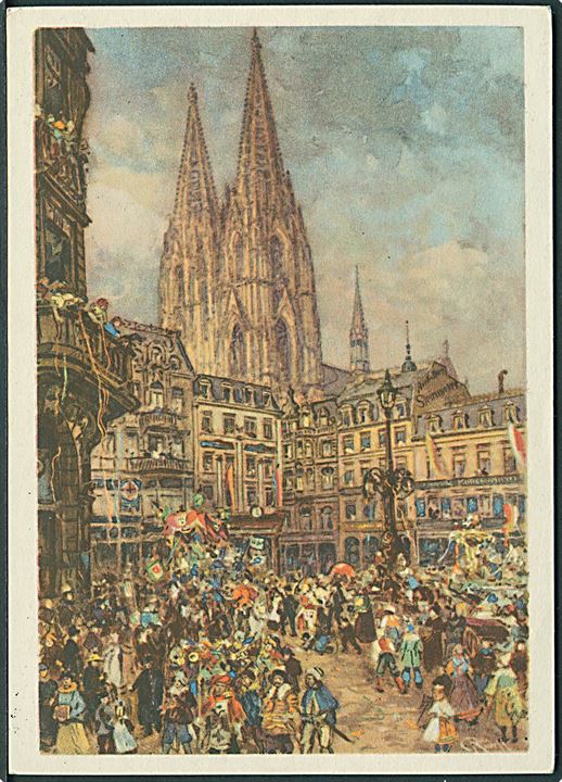 Kölner Karneval. 6 pfg. illustreret helsagsbrevkort annulleret med særstempel Münster (Westf.) Karneval 1939 d. 21.2.1939 til Hellerup, Danmark. 