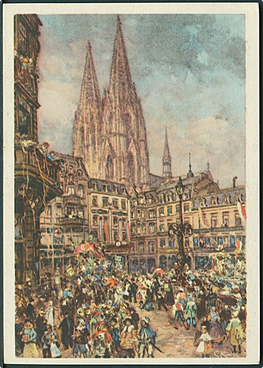 Kölner Karneval. 6 pfg. illustreret helsagsbrevkort annulleret med særstempel Köln Karneval 1939 d. 20.2.1939 til Leipzig.