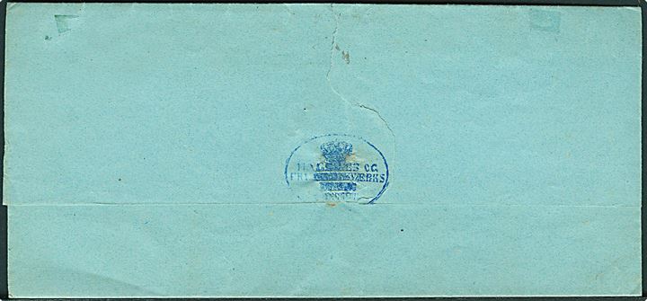 2 sk. og 4 sk. (par) Tofarvet på brev m. Postopkrævning annulleret med nr.stempel “82” og sidestemplet antiqua Frederiksværk d. 29.5.1874 til Helsinge.