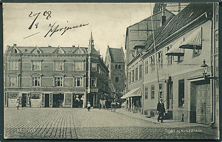 Torvet og Kirkestræde, Næstved. Peter Alstrups no. 4867. 