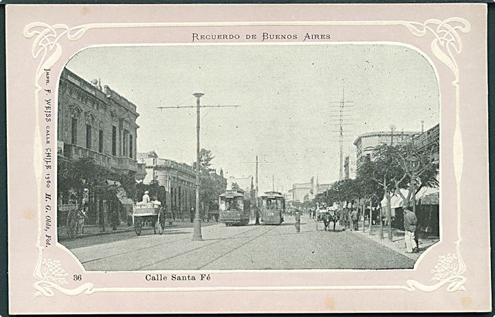 Buenos Aires. Calle Santa Fé med sporvogne. No. 36.