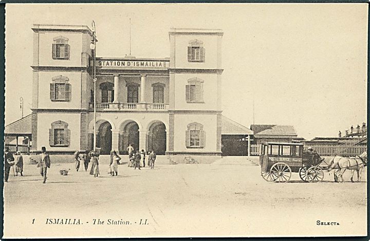 Egypten, Ismalia jernbanestation med postdilligence. No. 1.