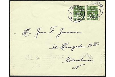 10 øre grøb bølgelinie, par, på brev fra Thorshavn d. 22.11.1926 til København.