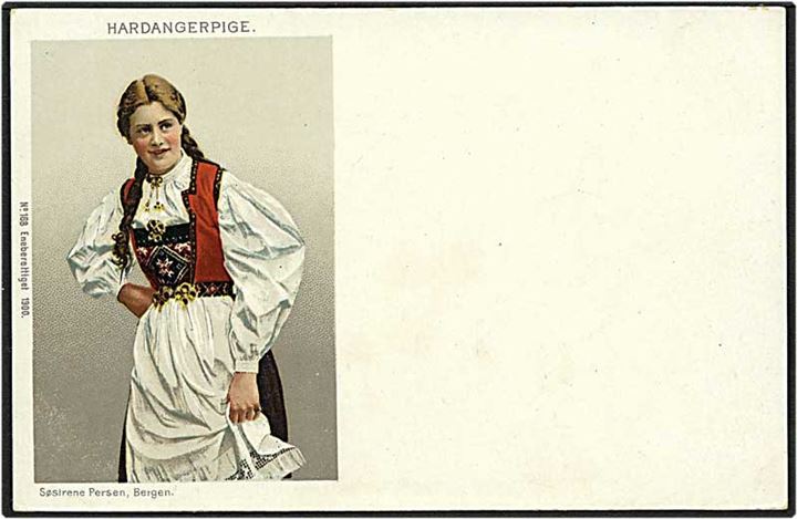 Hardangerpige fra Norge. Søsterne Persen no. 168.