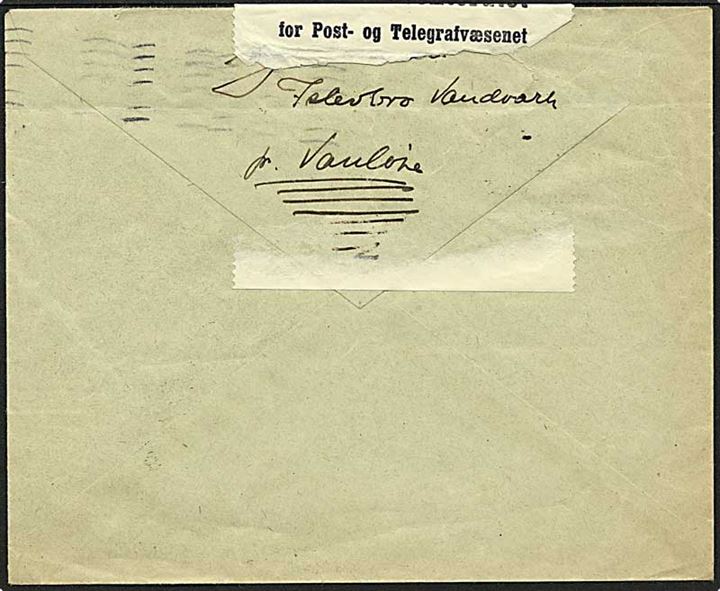 5 øre vinrød bølgelinie på lokalt brev fra København d. 6.7.1940. Brevet lukket af Generaldirektoratet og omadresseret.