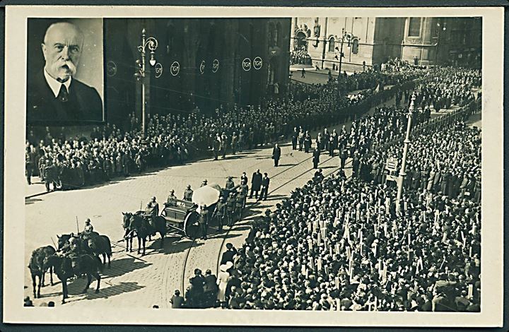 Tjekkoslovakiet. Tomáš Masaryk's begravelse i 1937. Fotokort u/no.