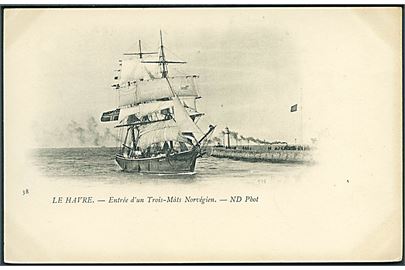 Norsk sejlskib ankommer til Le Havre, Frankrig. ND Phot no. 38.