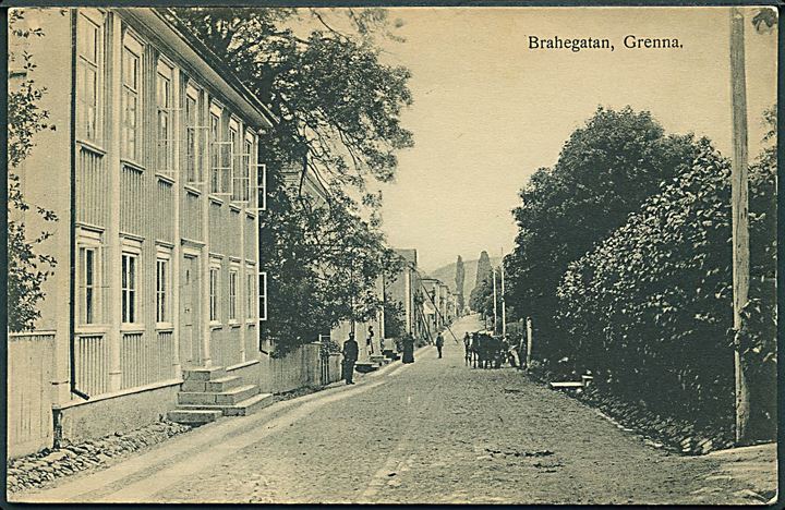 Brahegatan, Grenna i Sverige. M. Zielfelts Bokhandel u/no. 