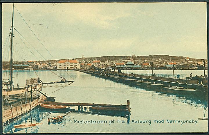 Pontonbroen set fra Aalborg mod Nørresundby. Stenders no. 19431.