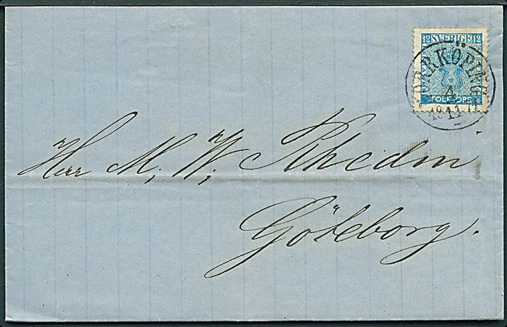 12 öre Våben på brev fra Norrköping d. 4.11.1871 til Göteborg.