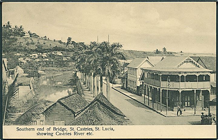 Southern end of Bridge, St. Castries, St. Lucia, showing Castries River Etc. U/no. 