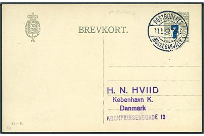7/3 øre provisorisk helsagsbrevkort (fabr. 45-C) sendt lokalt i København med særstempel Postbudenes Kollegahjælp d. 11.5.1920